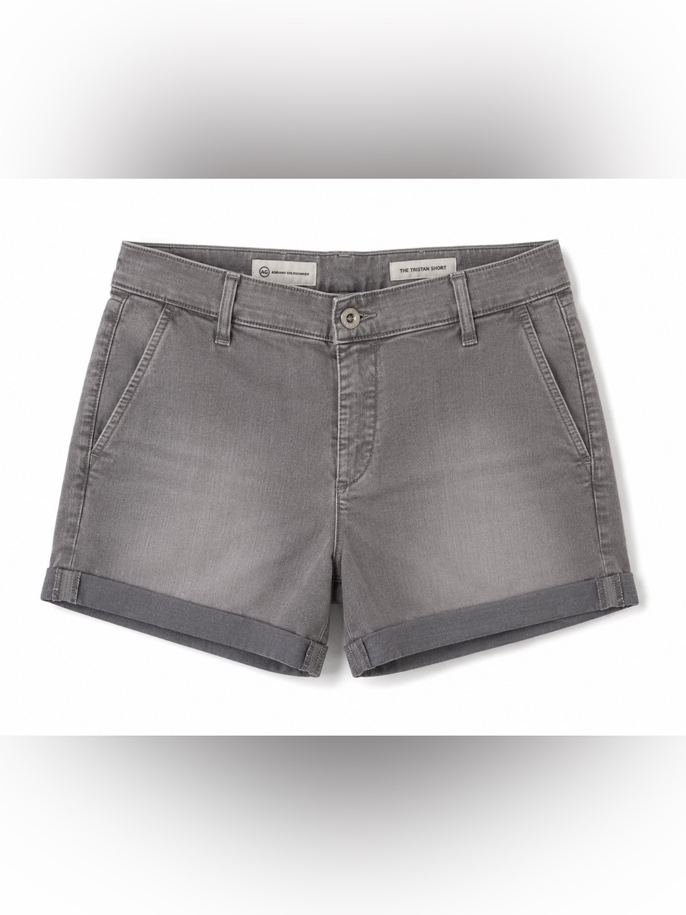 AG Adriano Goldschmied The Tristan Gray Rolled Hem Tailored Denim Shorts NWT